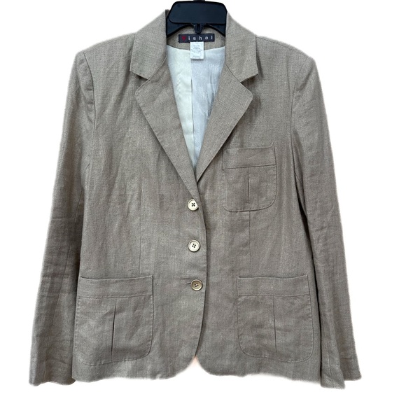 Linen blazer jacket, a nice tan with a little gold sheen, and gold buttons - Picture 1 of 5